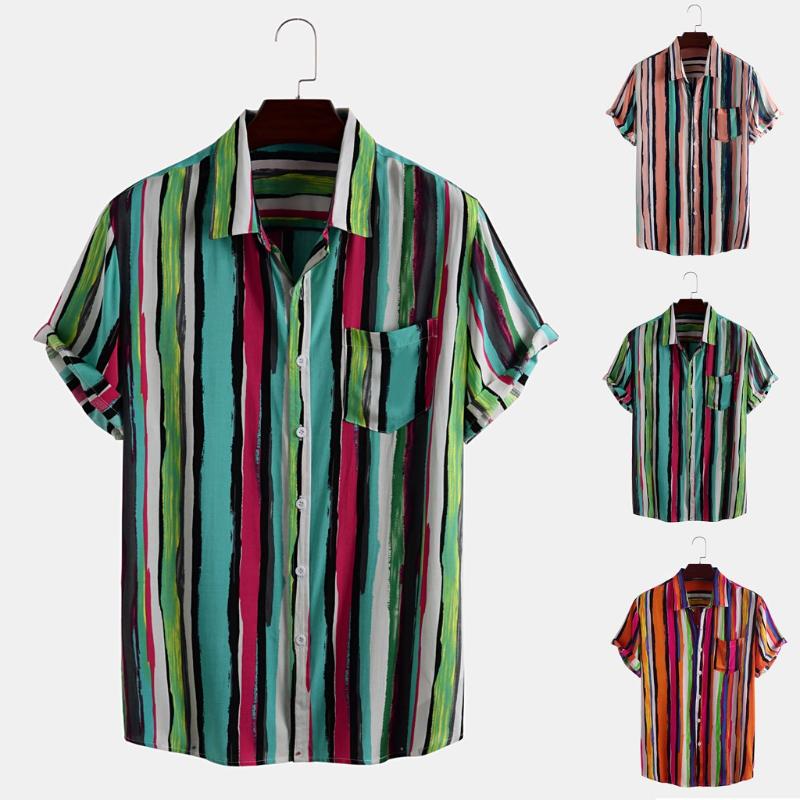 Mens Striped Printed Turn Down Collar Shirts 2020 Summer Short Sleeve Plus Size Shirts Casual Fashion Hawaiian Camisas, Pink
Mens Striped Printed Turn Down Collar Shirts 2020 Summer Short Sleeve Plus Size Shirts Casual Fashion Hawaiian Camisas, Pink