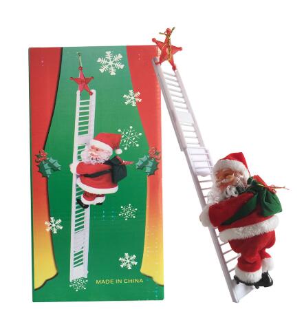 Electric Climbing Ladder Santa Claus Christmas Figurine Ornament Xmas Party DIY Crafts Festival Navidad