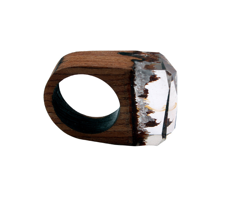 Men's Handmade Wooden Secret Magic Forest Band Ring Wood Resin Jewelry Hip Hop Fashion Punk Wood Rings Men Anel