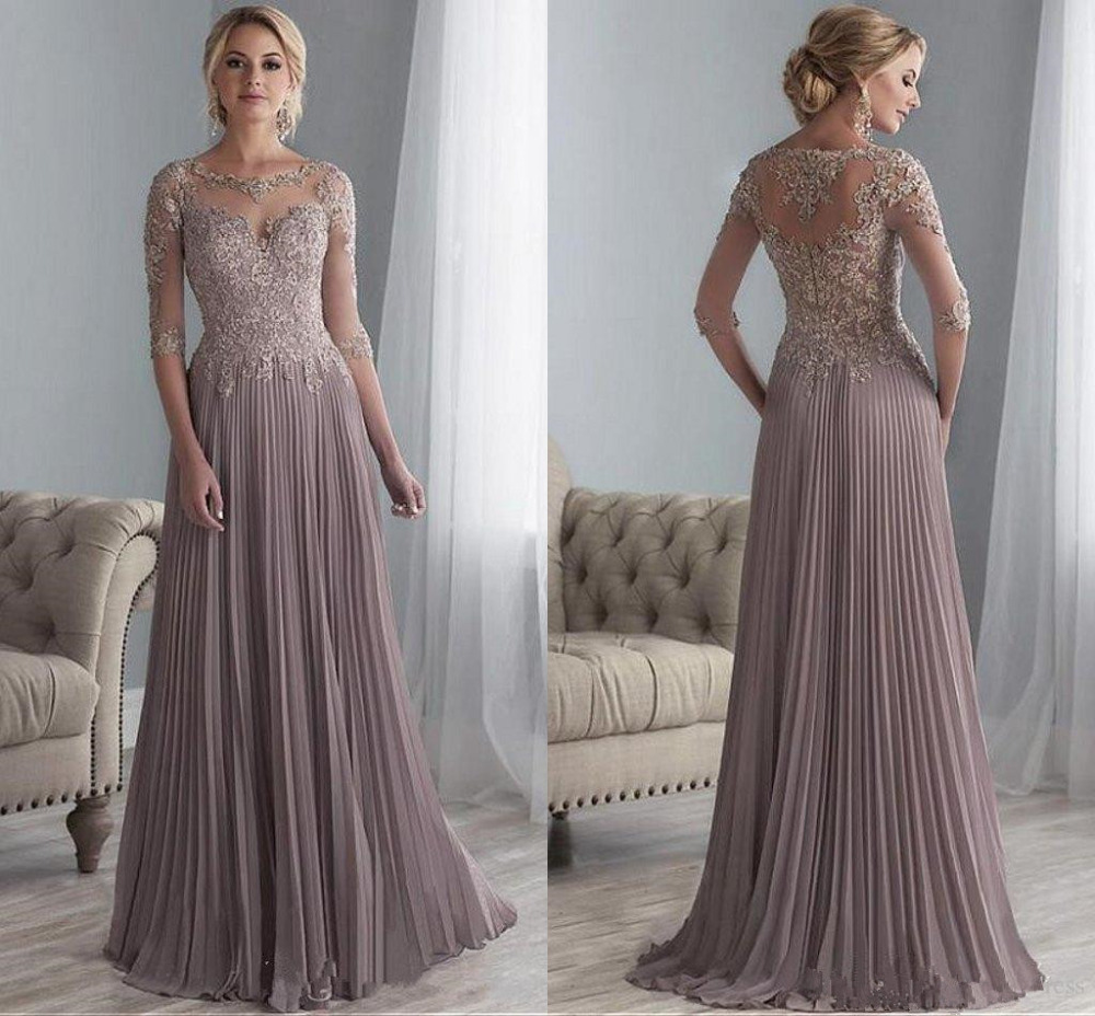 Lace Appliques Mother of the Bride Dresses Vestido de Festa Purple Wedding Party Dress Long Chiffon Novia
