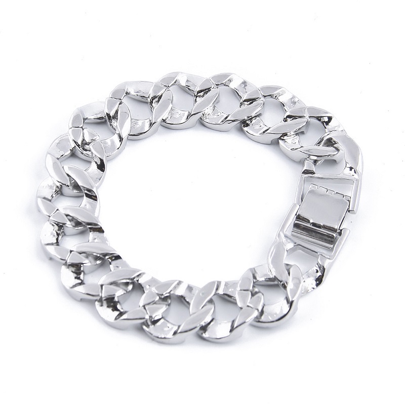 Mens Iced Out Fashion Silver Bracelets High Quality Gold Cuban Link Chain Miami Bracelet Hip Hop Jewelry