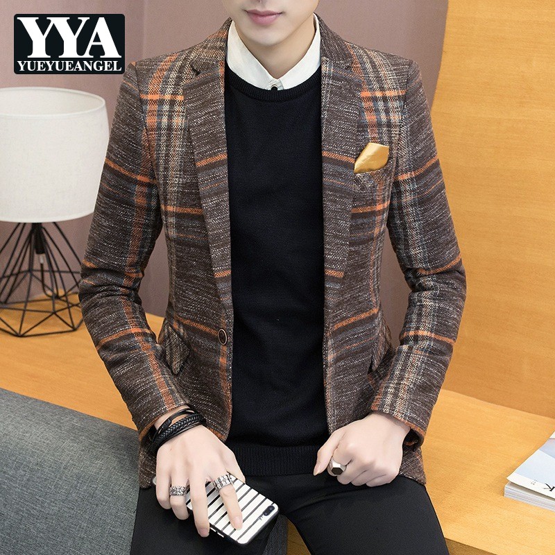 men Suit Coats Korean Slim Fit Plaid Blazer Mens Long Sleeve Single Button Coat Male Business Casual Blazer -2XL
men Suit Coats Korean Slim Fit Plaid Blazer Mens Long Sleeve Single Button Coat Male Business Casual Blazer -2XL