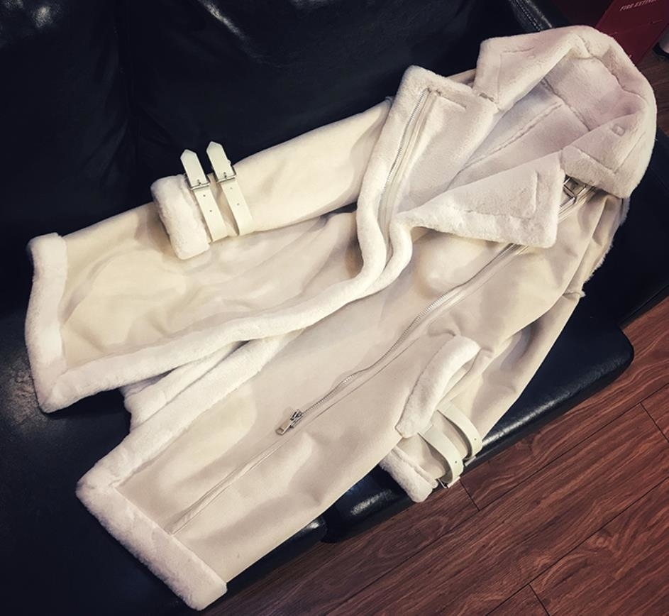 plus size 2XL Women lambs wool coat medium long thick warm shearling coats suede leather fur Jackets autumn winter SH190930