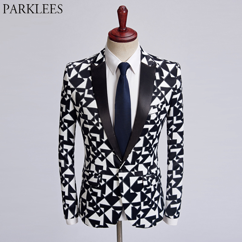 Mens Black White Plaid Blazer Jacket Casual One Button Male Check Print Suit Coats Wedding Singer DJ Stage Party Terno Masculino
Mens Black White Plaid Blazer Jacket Casual One Button Male Check Print Suit Coats Wedding Singer DJ Stage Party Terno Masculino