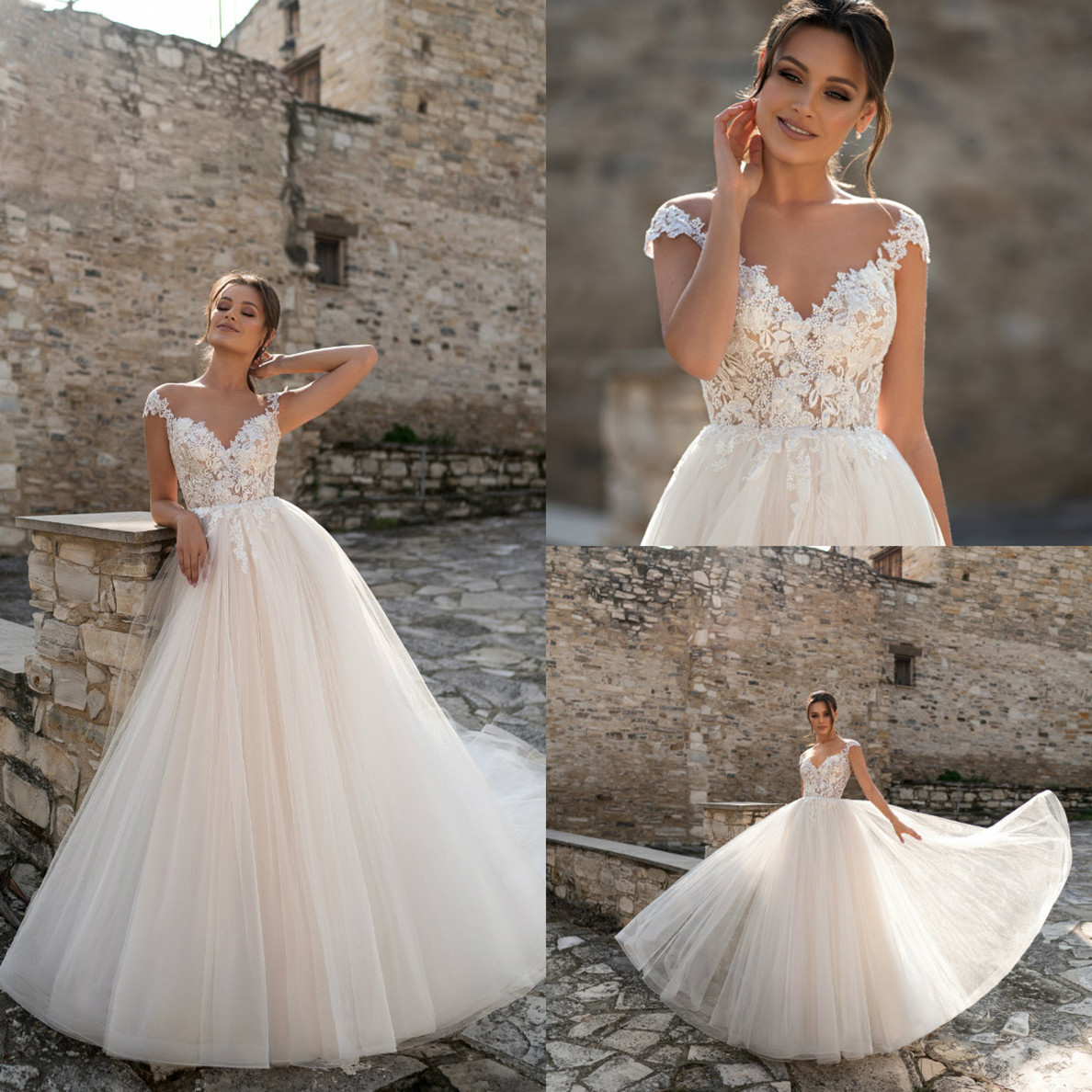 2021 Lace Wedding Dresses V Neck Capped Sleeves Appliques Bridal Gowns Custom Made Sweep Train A Line Wedding Dress Robe De Mariee, Same as image
2021 Lace Wedding Dresses V Neck Capped Sleeves Appliques Bridal Gowns Custom Made Sweep Train A Line Wedding Dress Robe De Mariee, Same as image
