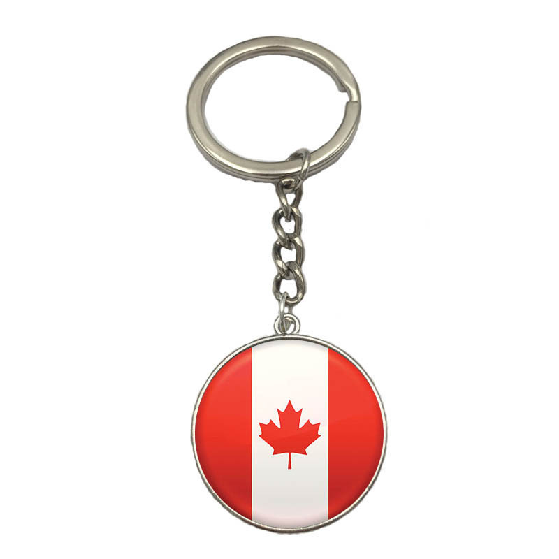 France Poland Puerto Rico Montenegro China Angola Senegal Philippines Japan Glass Cabochon National Flag Keychain Key Ring Gift