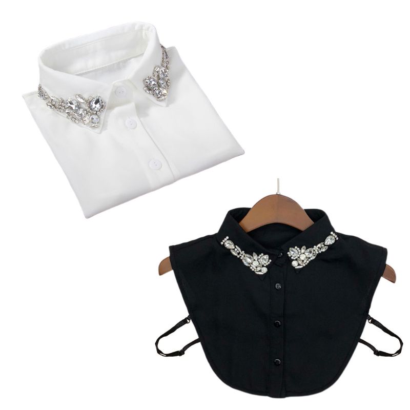 Ladies Women Water Drop Imitation Crystal Chiffon Fake Collars Jewelry Rhinestone Lapel Detachable Button Down Half-Shirt Blouse
Ladies Women Water Drop Imitation Crystal Chiffon Fake Collars Jewelry Rhinestone Lapel Detachable Button Down Half-Shirt Blouse
