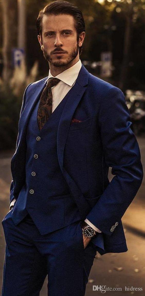 Mens Suits Navy Slim Fit Tuxedo wedding piece coat pant designs Suits For Wedding Mens Formal Prom Clothing Three Pieces(Jacket+Pants+Vest)