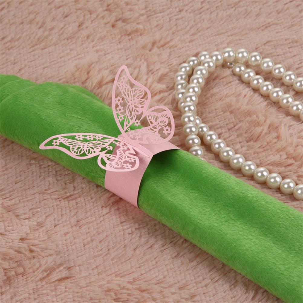 White Pink Color Butterfly Napkin Ring Serviette Paper Holder Creative Wedding Party Banquet Table Decoration 250pcs