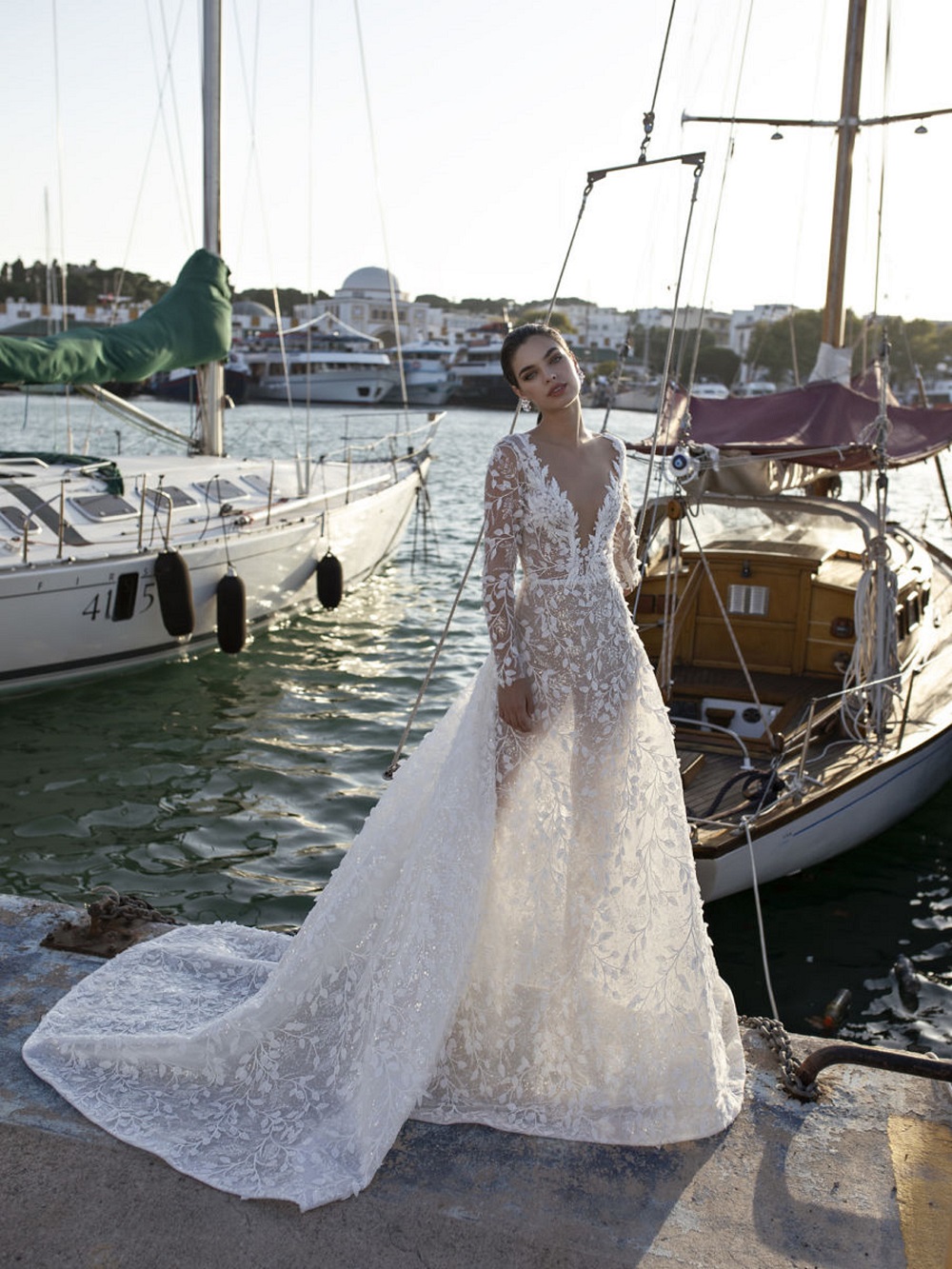 lian rokman wedding dresses deep v neck lace appliqued bohemian bridal gowns a line boho wedding dress vestido de novia