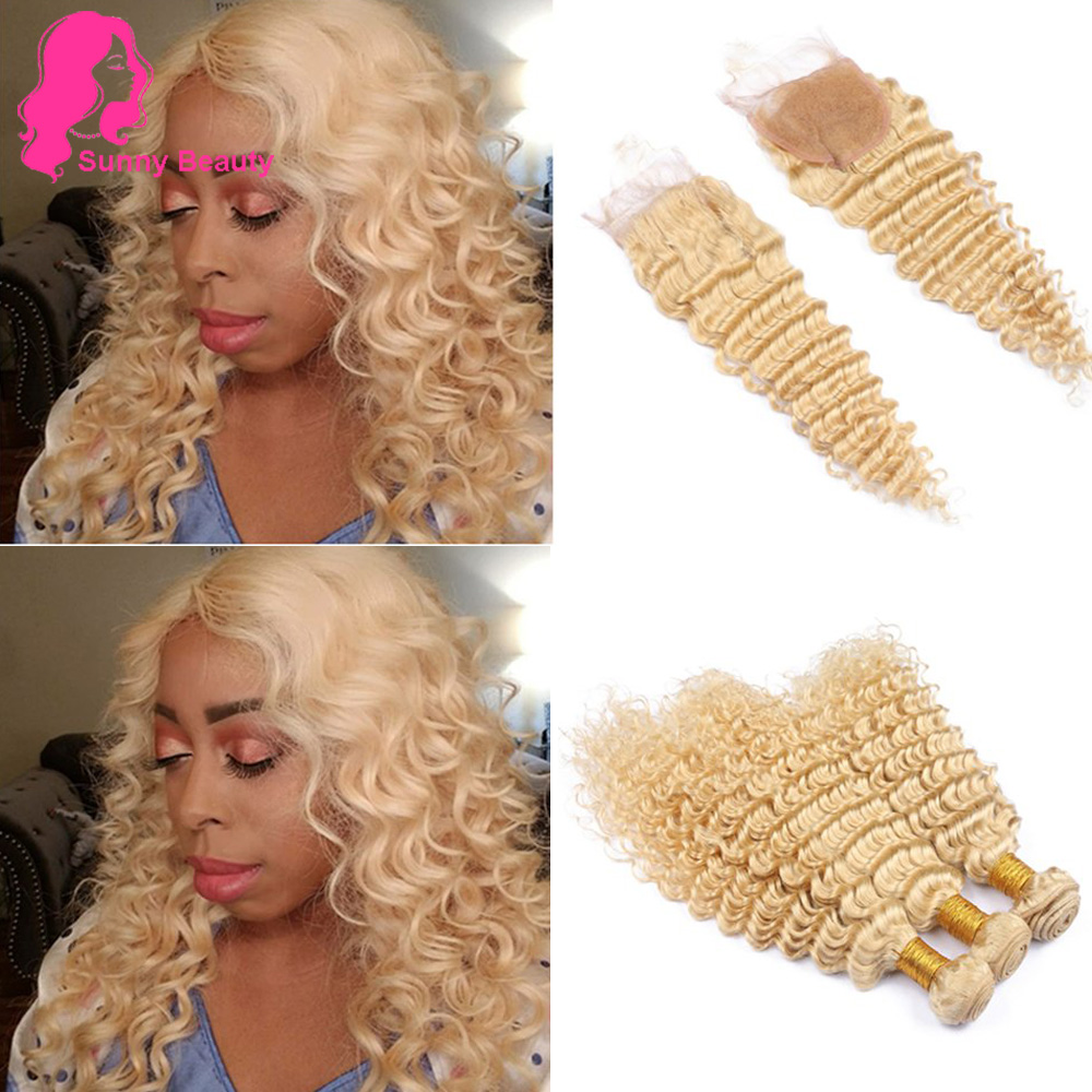Bleached Blonde Color #613 Deep Wave Curly Virgin Brazilian Human Hair Weave 3 Bundles With closure Honey Blonde Color 613 Deep Wave
Bleached Blonde Color #613 Deep Wave Curly Virgin Brazilian Human Hair Weave 3 Bundles With closure Honey Blonde Color 613 Deep Wave