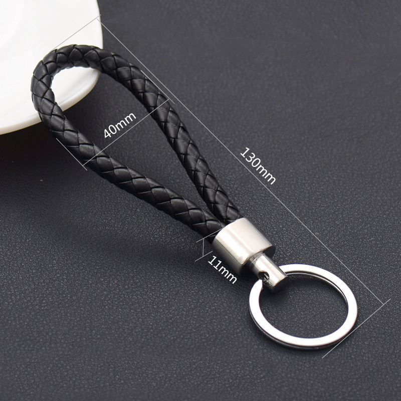 Leather rope Mercedes pendant keychain 2019 color woven leather keychain double key ring handbag holder (not suitable for wrist use, no Stre