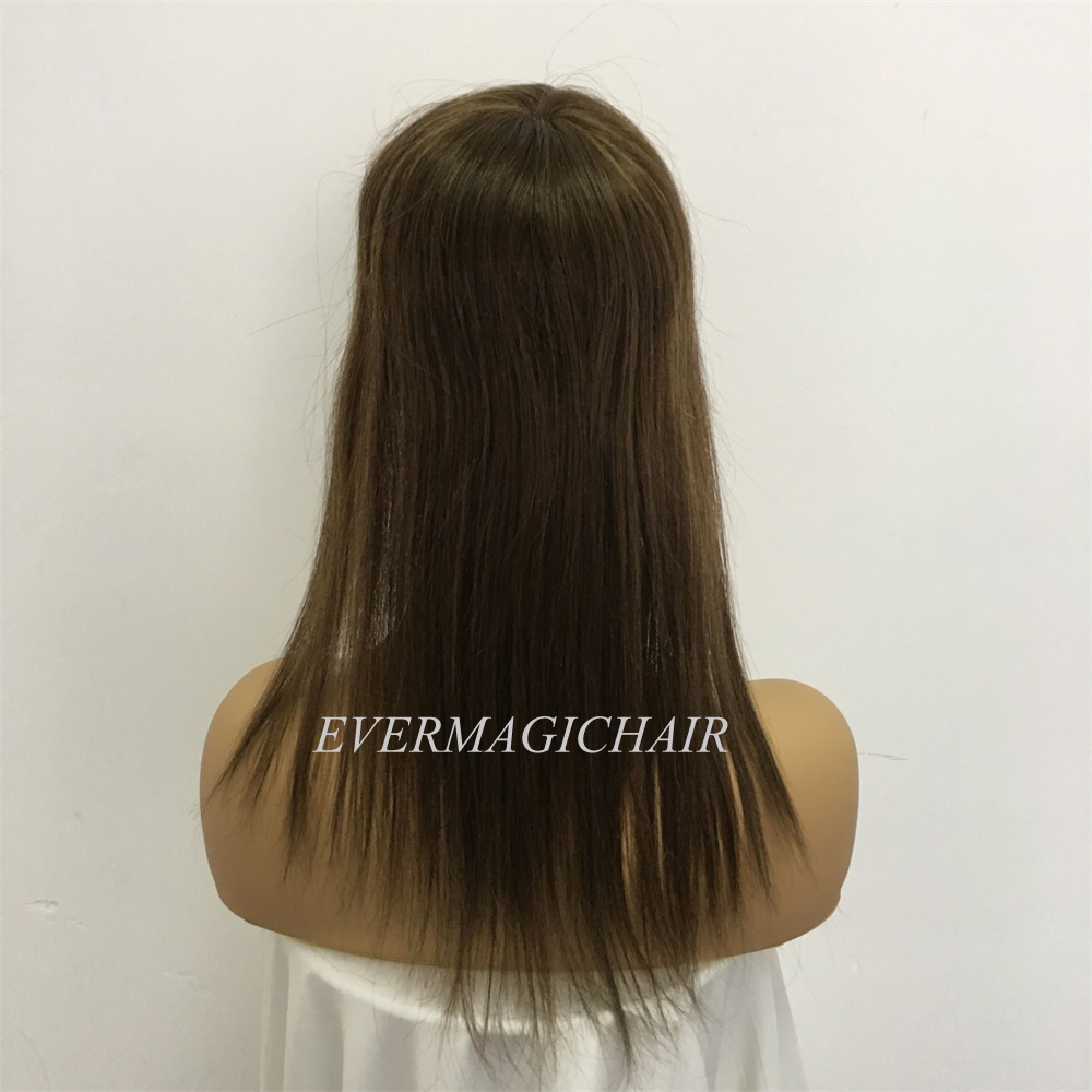 Toupee Hairpiece For Women Brazilian Virgin Hair Straight Human Hair 4x5inch Silk Base Clip In Human Hair Extension 4# Brown Colo