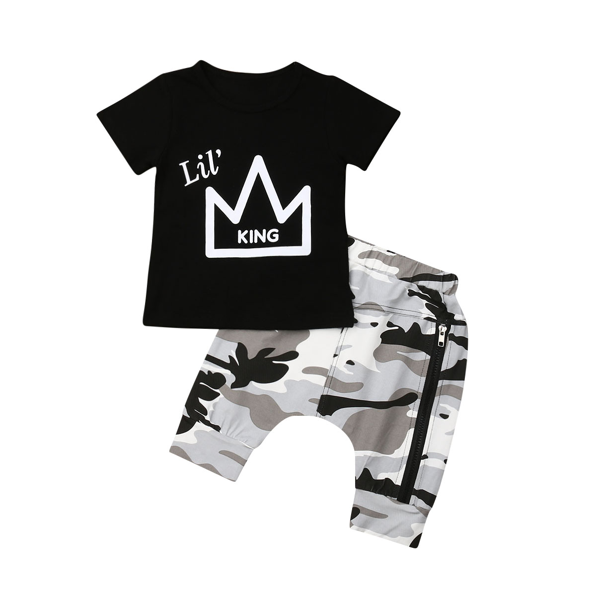 Newborn Kids Baby Boys Crown Print Tops T-shirt Camouflage Shorts Pants 2PCS Outfits Set Clothes 0-5T 2 Color Baby Boy Clothes, White
Newborn Kids Baby Boys Crown Print Tops T-shirt Camouflage Shorts Pants 2PCS Outfits Set Clothes 0-5T 2 Color Baby Boy Clothes, White