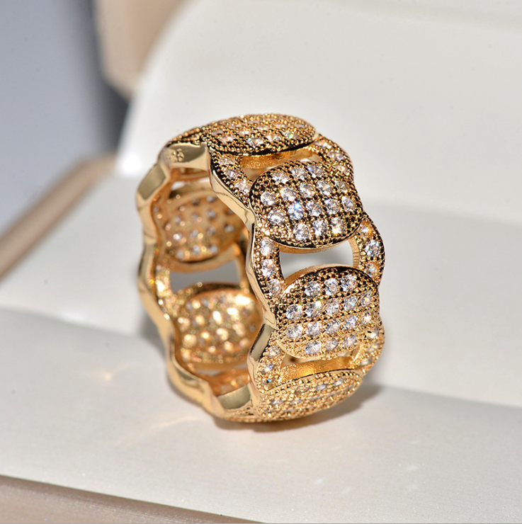 2019 New Arrival Top Selling Super Deal Vintage Fashion Jewelry 925 Sterling Silver Pave 5A Cubic Zirconia Wave Wedding Band Ring for Men