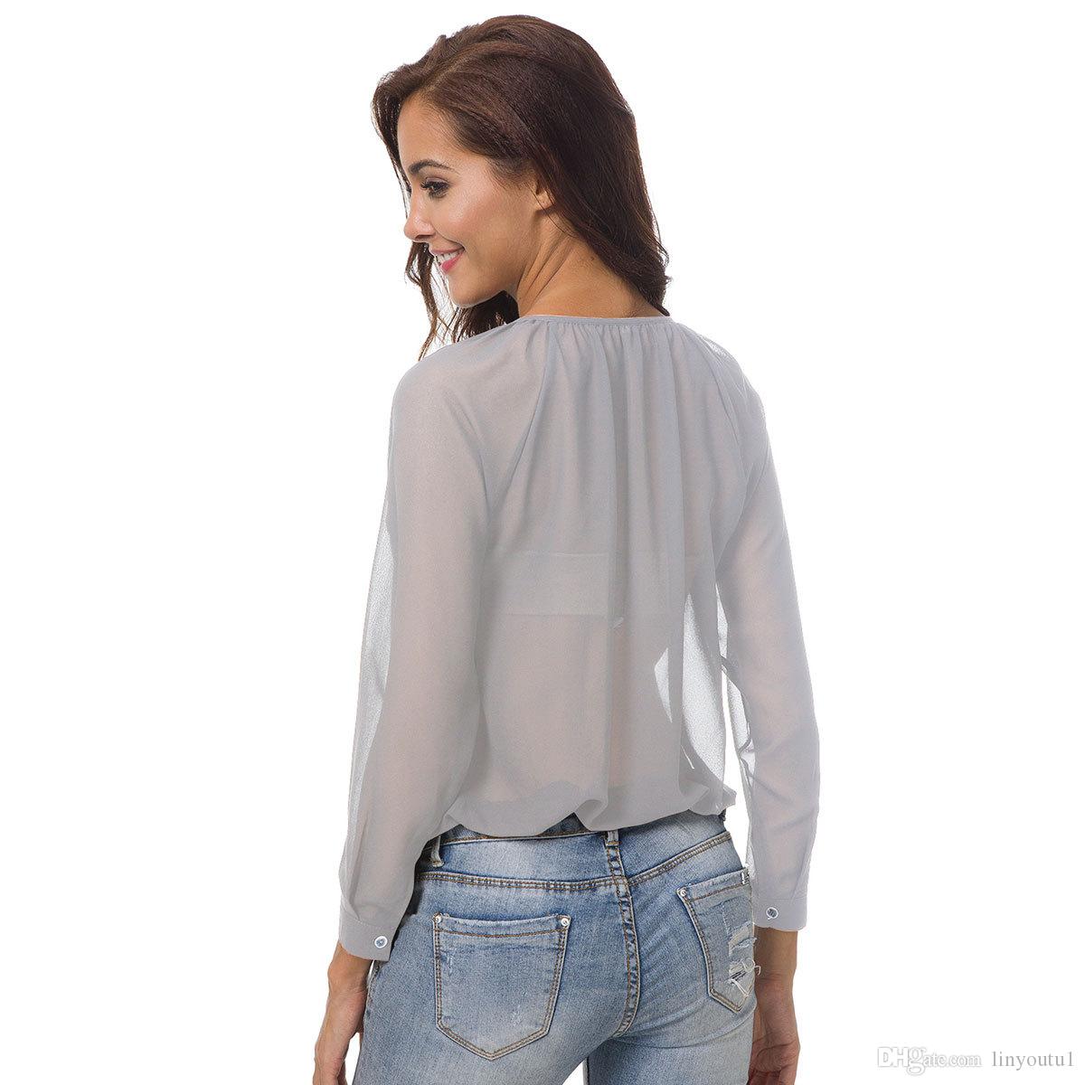 2020 Women White Shirt Long Sleeve Shirt Korean Pocket Women Clothes Streetwear Slim Chiffon Blouse Elegant Women Tops
