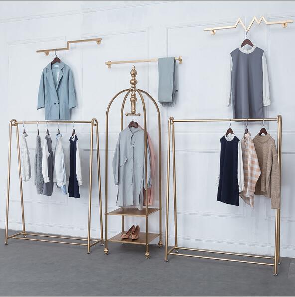 Golden Lichen Rack High-end wedding dress hanger display rack hanging balcony clothing store shelf wall hanging rack landing