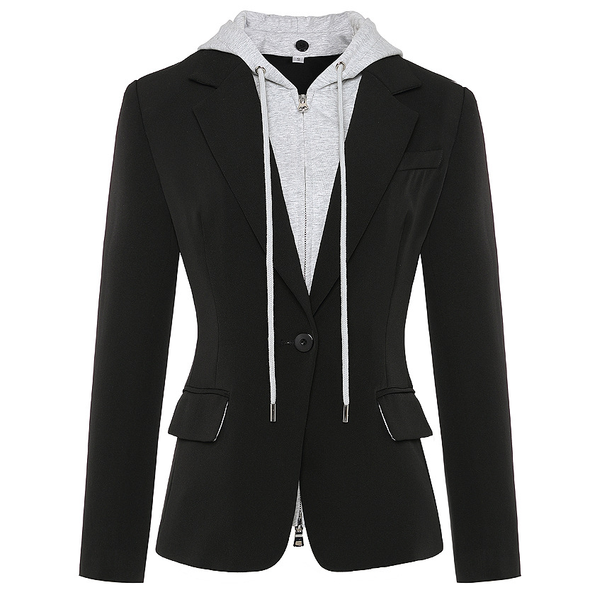 Premium New Style Top Quality Original Design Women's Casual Detachable Hooded Jacket Blazer Zipper One Button Coat Outwear, Black
Premium New Style Top Quality Original Design Women's Casual Detachable Hooded Jacket Blazer Zipper One Button Coat Outwear, Black