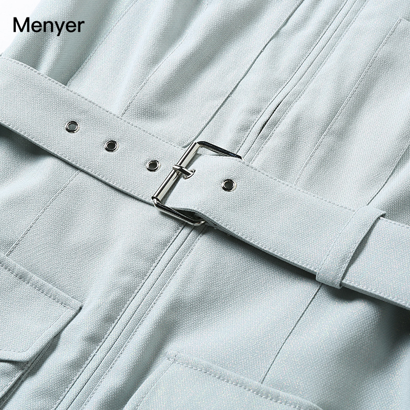 Menyer Temperament Sleeveless Dress Womens 2019 Autumn New Fashion & Casual Belt Slimming Western Style Womens Skirts-