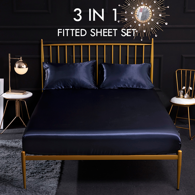 Satin Silk Fitted Sheet Solid Soft Bed Sheets With Pillowcase 3PCS Housse de Matela Queen King Size Washable Cooling Touch, White
Satin Silk Fitted Sheet Solid Soft Bed Sheets With Pillowcase 3PCS Housse de Matela Queen King Size Washable Cooling Touch, White