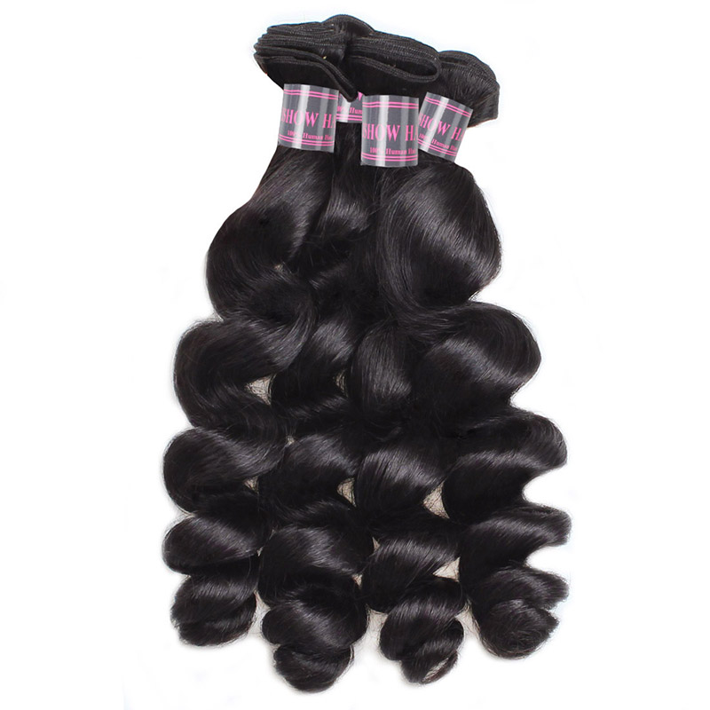 Ishow Loose Deep Body 3/4 PCS with Lace Frontal Peruvian Kinky Curly Human Hair Bundles with Closure Straight Water