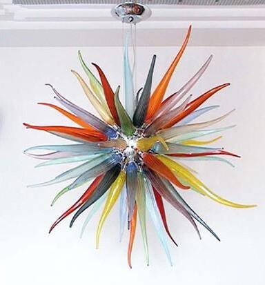 Lamps Design Contemporary Fathionable Art Deco Flower Shape Colorful LED Hand Blown Murano Glass Chandelier Christmas Light