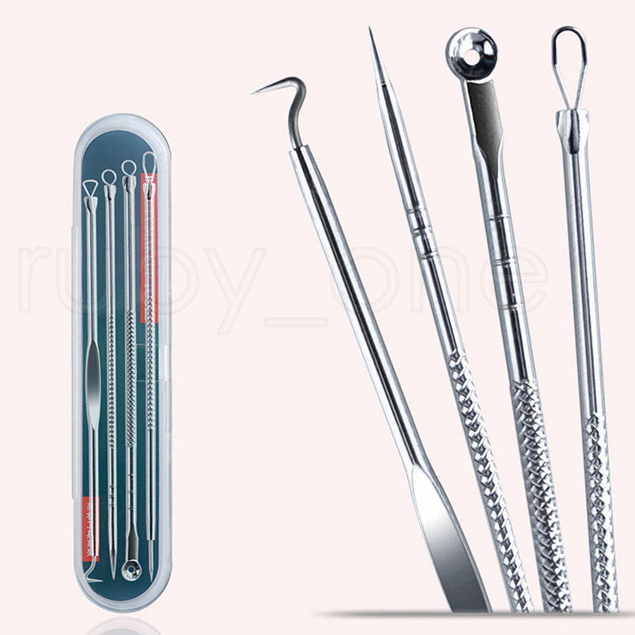 4pcs/set Stainless Blackhead Comedone Acne Pimple Belmish Extractor Vacuum Blackhead Remover Tool Spoon For Skin Care Tools Herramienta Removedora De 