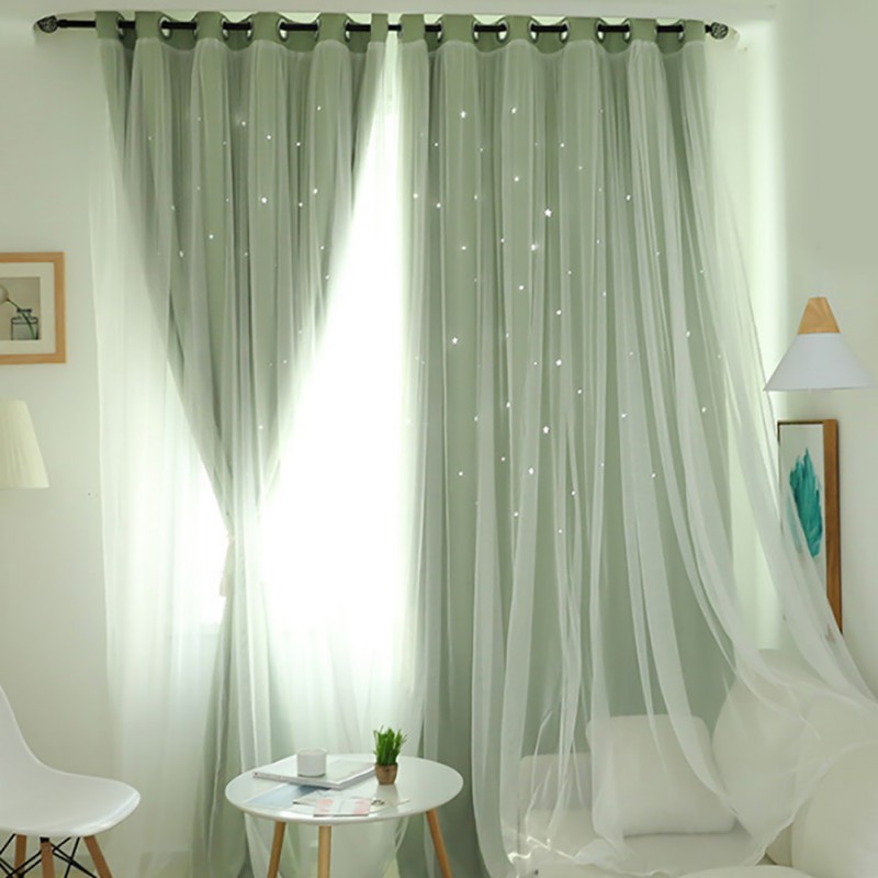 Nordic Modern Tulle Black Out Double Curtains with Star Tassel Black Out Blinds Bedroom Window Curtains Drape Home Textile от DHgate WW