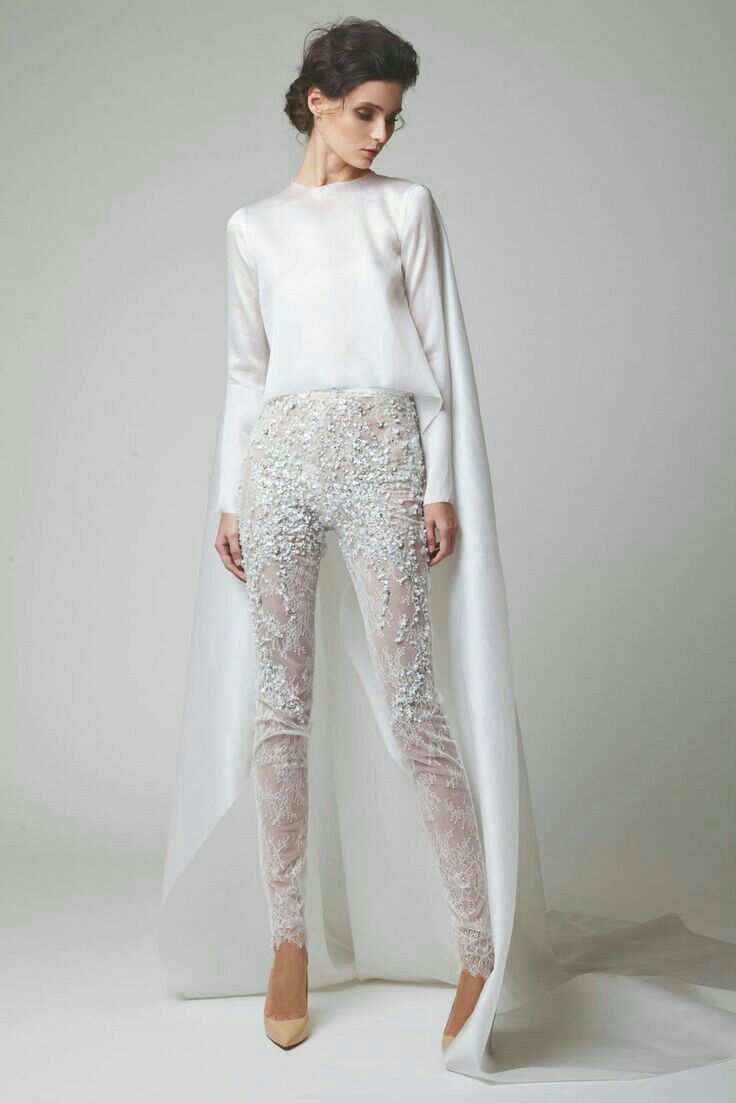 White Lace Jumpsuits Women Prom Dresses With Cape Pearls Long Sleeves Evening Dress Pants Fashion Formal Gowns Vestido De Festa