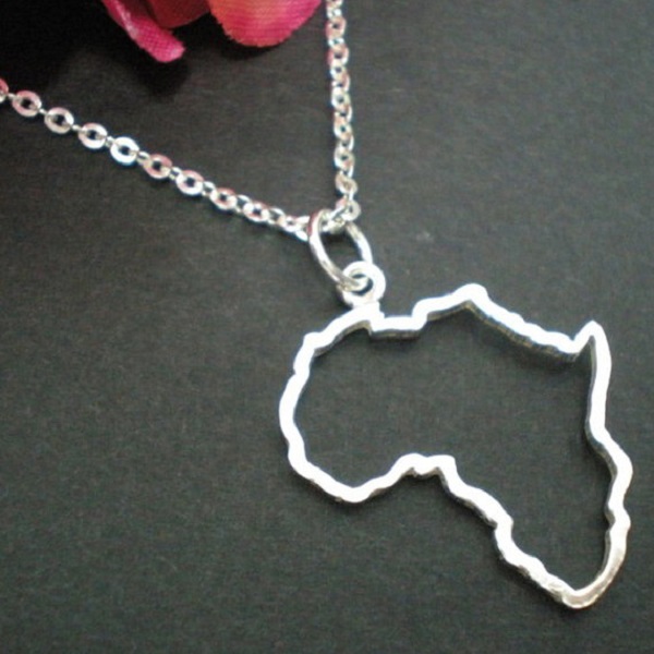 5PCS Outline African Map Necklaces Continent Egypt South Africa Kenya Nigeria Ethiopia Country Profile Charm Pendant Chain Women Jewelry