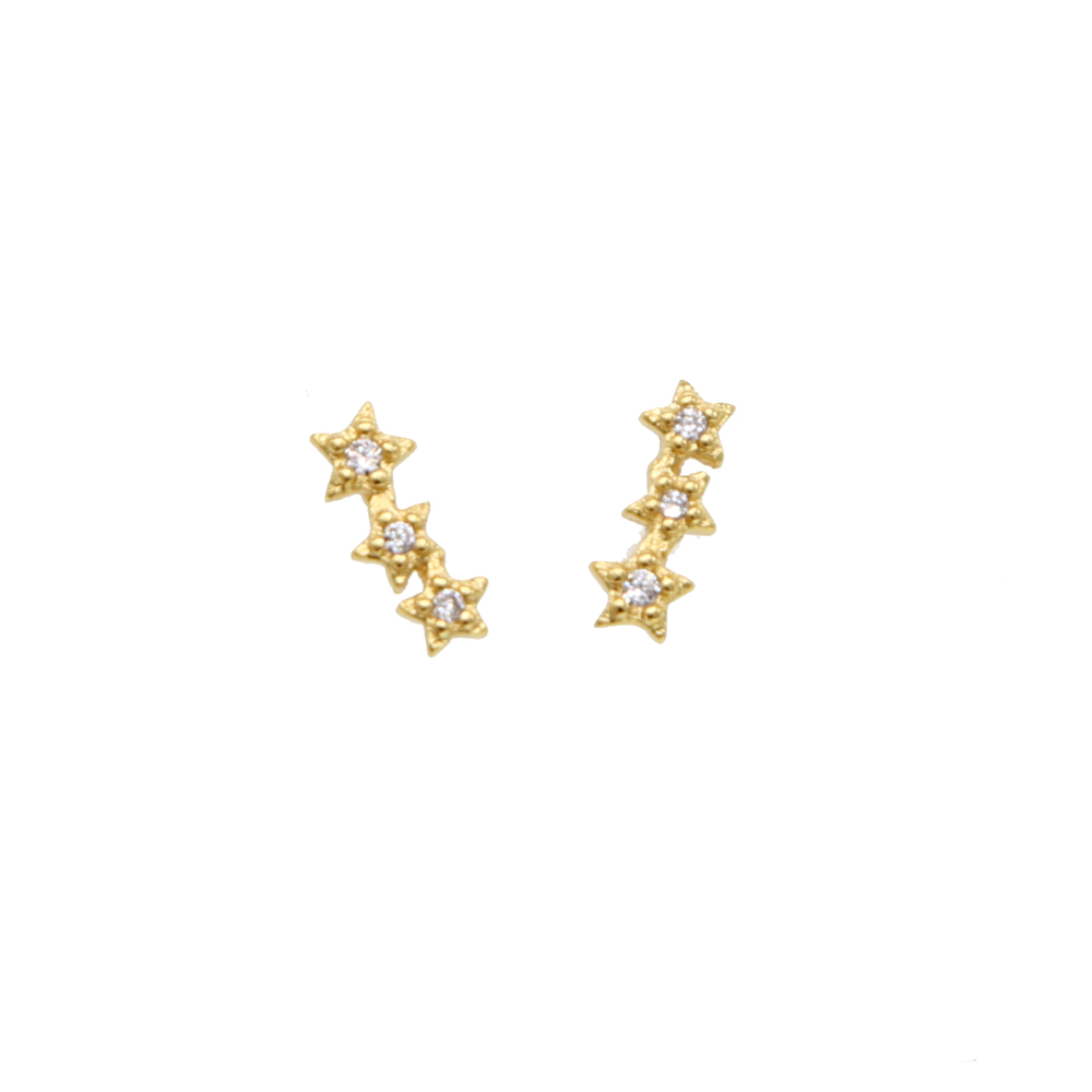 triple tiny star stud earring for girl 925 sterling silver minimal delicate jewelry