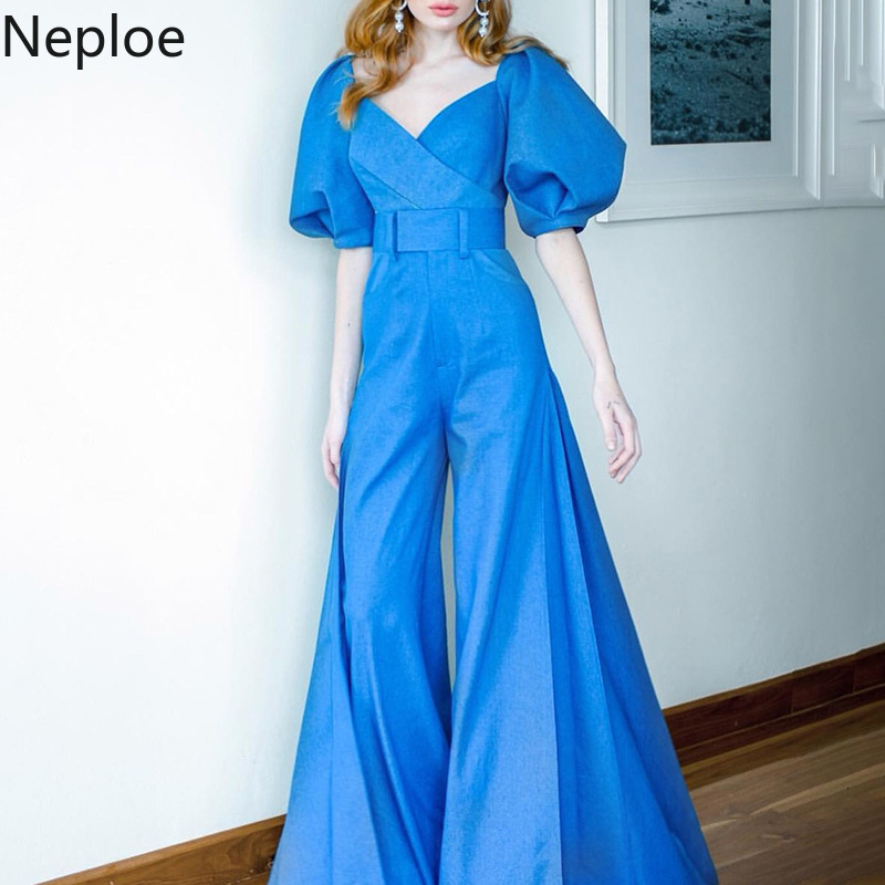 Neploe Jumpsuits Women Fashion V Neck Short Sleeve Ladies Playsuits Summer 2020 Elegant Slim Waist Female Bodysuits 1B055, Blue
Neploe Jumpsuits Women Fashion V Neck Short Sleeve Ladies Playsuits Summer 2020 Elegant Slim Waist Female Bodysuits 1B055, Blue