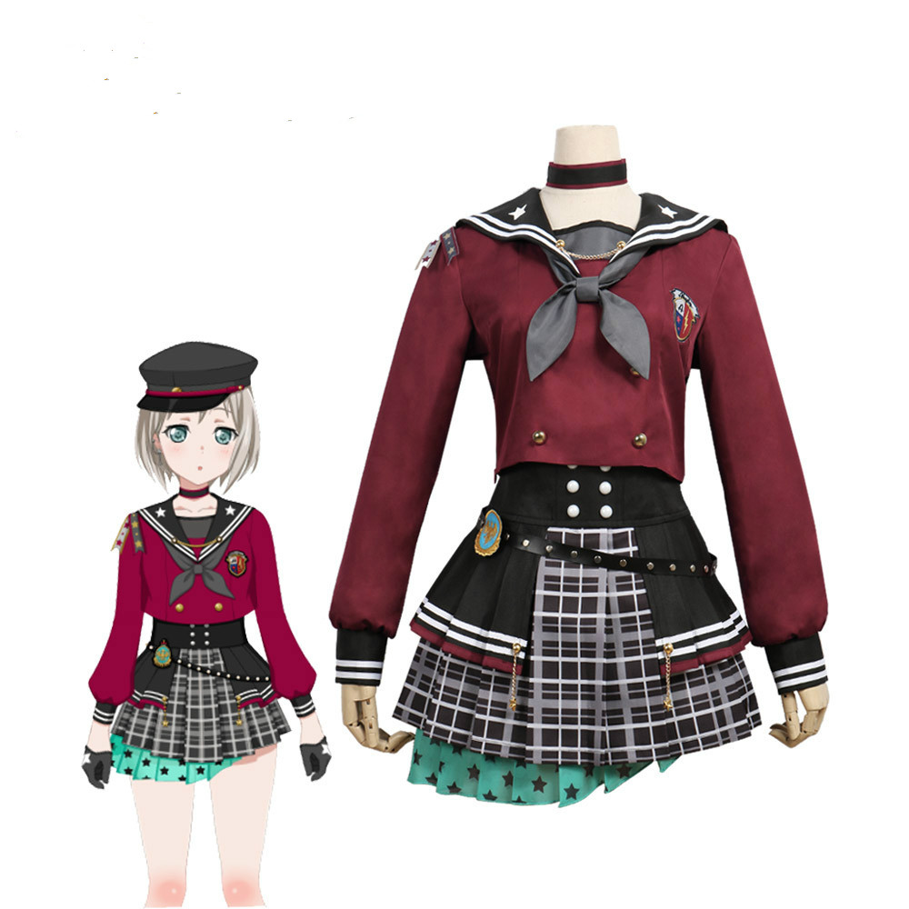 

Free shipping Cosplay Costume BanG Dream ! Afterglow Lost One Aoba Moca Dress Anime Uniform Halloween Anime Game