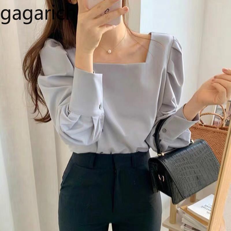 Gagarich Elegant Blouse Ladies Tops Korean Spring Lantern Sleeve Retro Square Collar Slim Solid Long-sleeved Office Lady Shirt, Blue
Gagarich Elegant Blouse Ladies Tops Korean Spring Lantern Sleeve Retro Square Collar Slim Solid Long-sleeved Office Lady Shirt, Blue