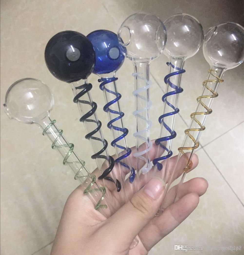 new style glass water pipes 14cm Thick tobacco pipes Spiral model smoking glass pipes glass Oil Burner
