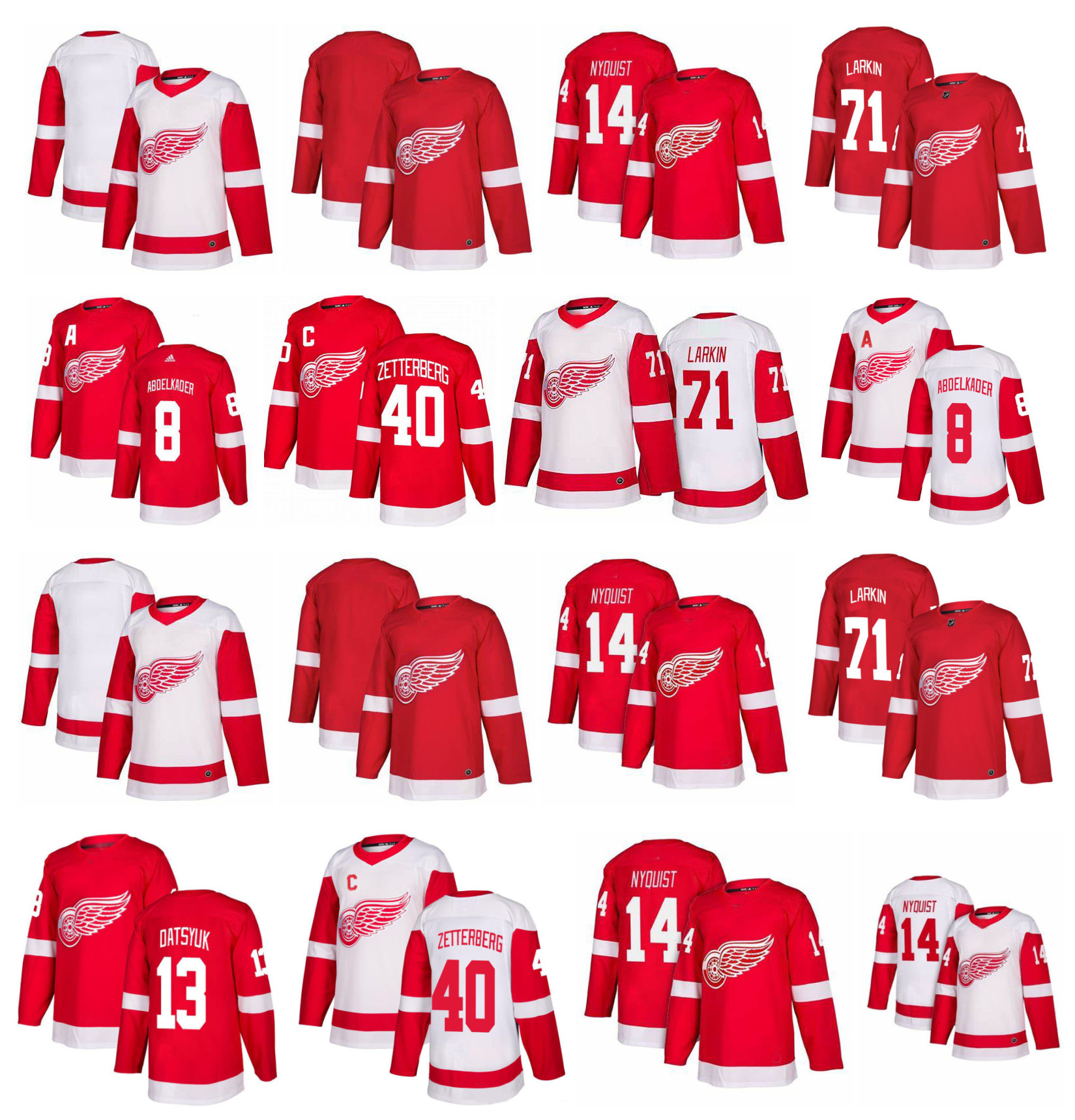 Detroit Red Wings Jersey Tyler Bertuzzi Justin Abdelkader 71 Dylan Larkin Gustav Nyquist Gordie Howe Steve Yzerman Henrik Zetterberg Hockey, No name number
Detroit Red Wings Jersey Tyler Bertuzzi Justin Abdelkader 71 Dylan Larkin Gustav Nyquist Gordie Howe Steve Yzerman Henrik Zetterberg Hockey, No name number