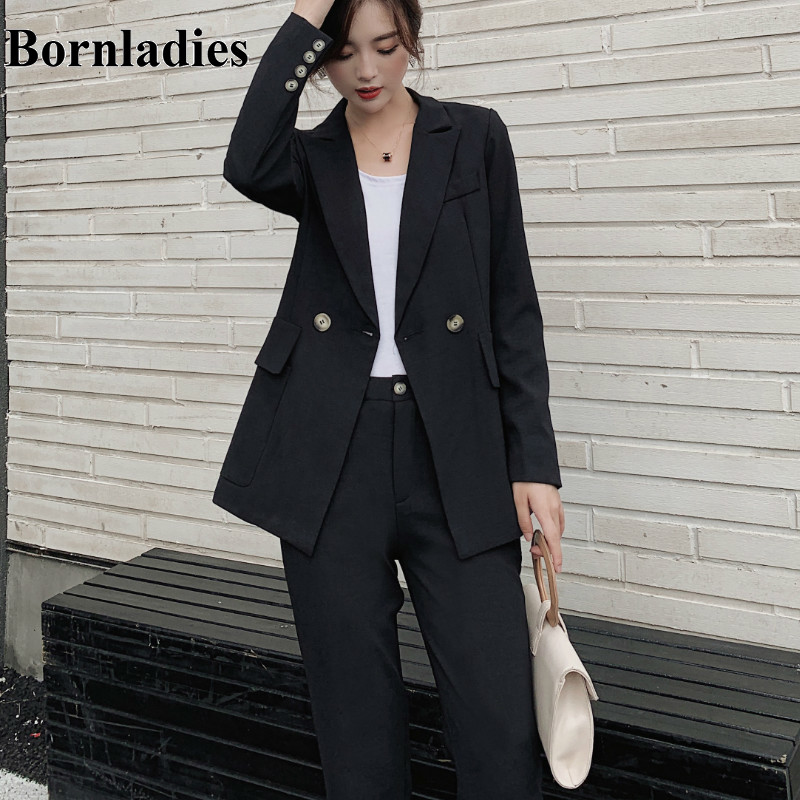Bornladies New 2020 Black Blue Color Long Sleeve + Long Pants 2 Pieces Sets Suits for Women Work Office Streetwear Blazer Lady, Beige
Bornladies New 2020 Black Blue Color Long Sleeve + Long Pants 2 Pieces Sets Suits for Women Work Office Streetwear Blazer Lady, Beige