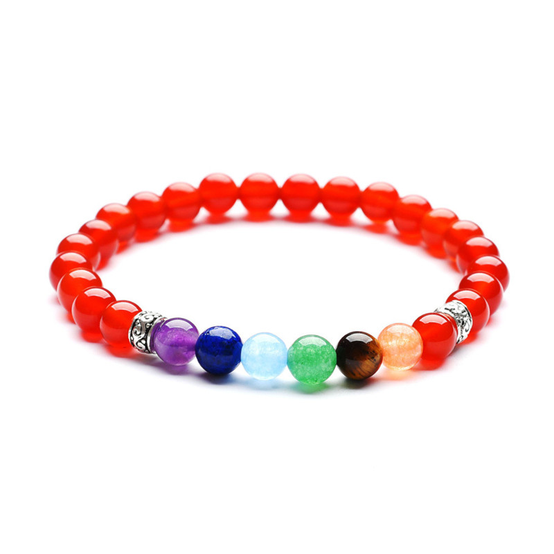 Ladies 6mm amethyst Lava Rock 7 Chakra Women Girl Bead Strands Energy Healing Bracelets Stretch Natural Stone Yoga Beaded Bracelet Gifts
