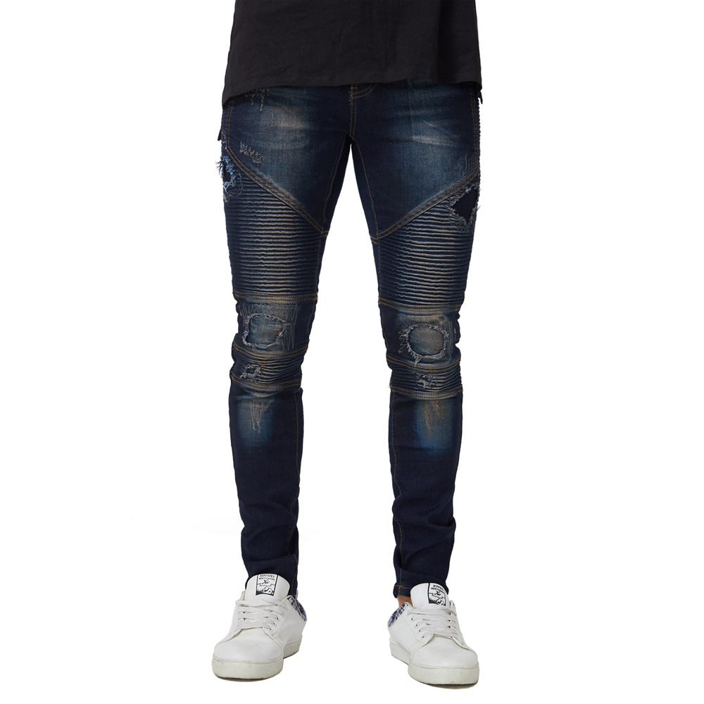 Fashion- Ripped Jeans Slim Fit Biker Pencil Pants Spring Autumn Fashion Trousers