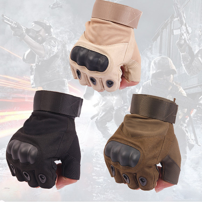 Fashion-men and women sports half-finger gloves tactical gloves Army Fighting slip joint carbon fiber shell