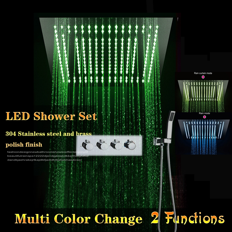 Chrome Shower Multi Function Rain Shower Head & Hand Shower Set LED Color Change Bathroom Faucet Wall Mounted System
Chrome Shower Multi Function Rain Shower Head & Hand Shower Set LED Color Change Bathroom Faucet Wall Mounted System