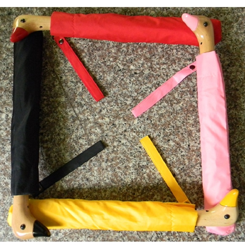 Duck Head with Wooden Handle Umbrella Personality Automatic Yang Cover Duck Head Umbrella 2 folding Sunscreen