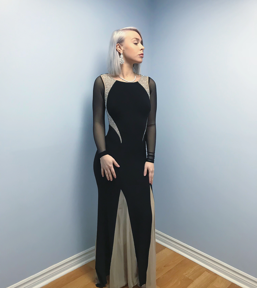 Plus Size Customized Mermaid Long Sleeve Prom Dresses Jewel Neck Evening Dress Satin Tulle Floor Length Formal Party Bridesmaid Gown