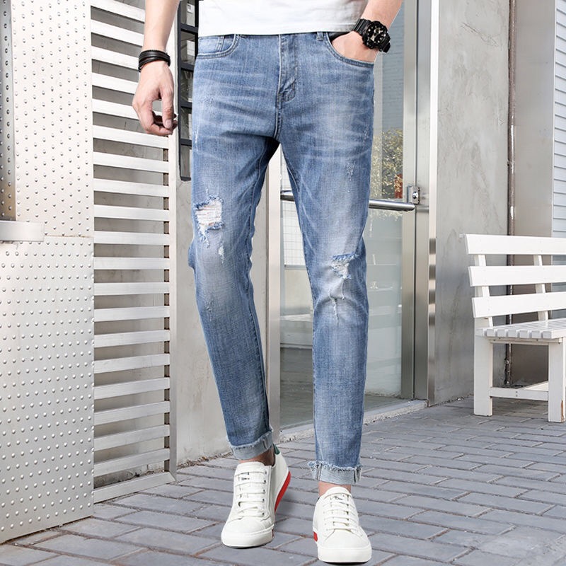 Januarysnow Brand Designer New Men's Hole Jeans Men's Summer Micro-elastic Slim Feet Nine Pants Wholesale Hip Hop Jean, Blue
Januarysnow Brand Designer New Men's Hole Jeans Men's Summer Micro-elastic Slim Feet Nine Pants Wholesale Hip Hop Jean, Blue