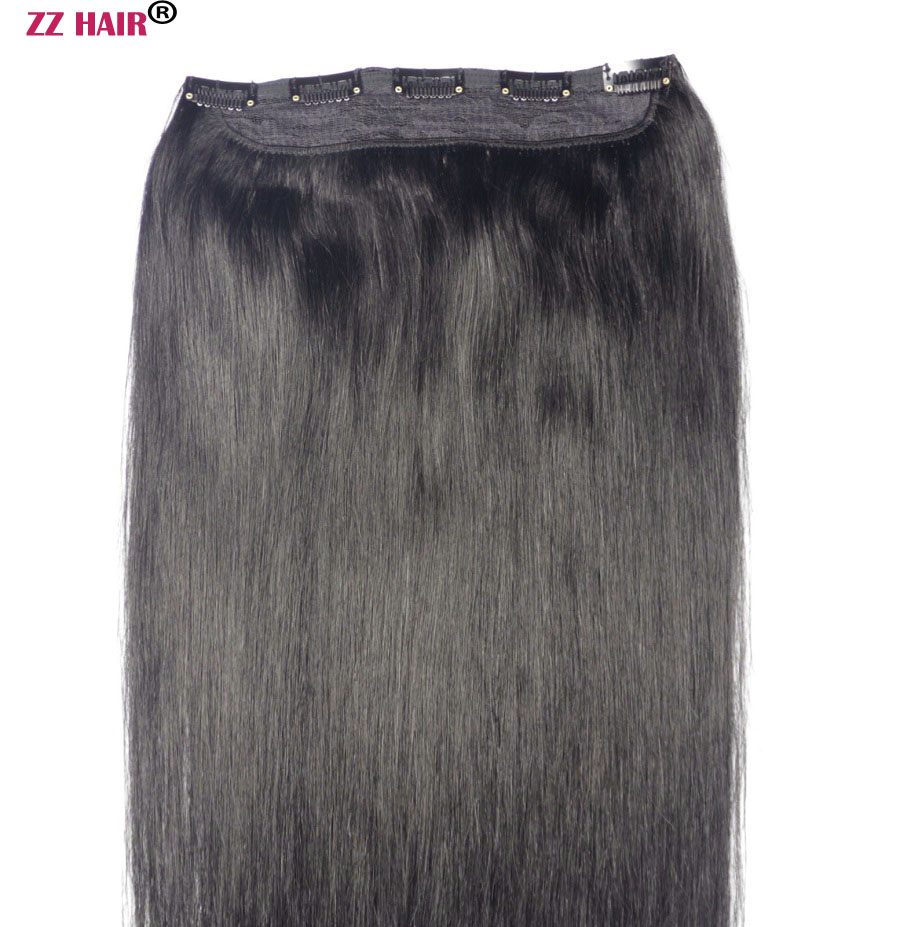 100% Brazilian Remy Human hair Extension 16-28 inches 1pcs set with 5clips in 80g-200 Clips in/on Natural Straight
