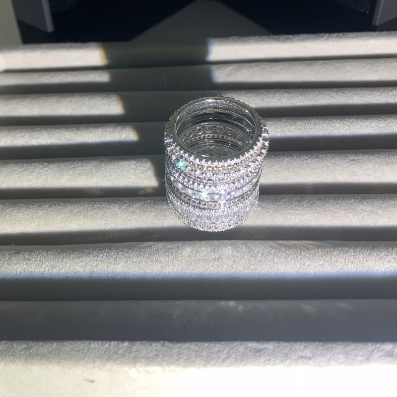 Sterg Sier Round Cut White Topaz Stackable Women's Wedding Band Ring 89f8