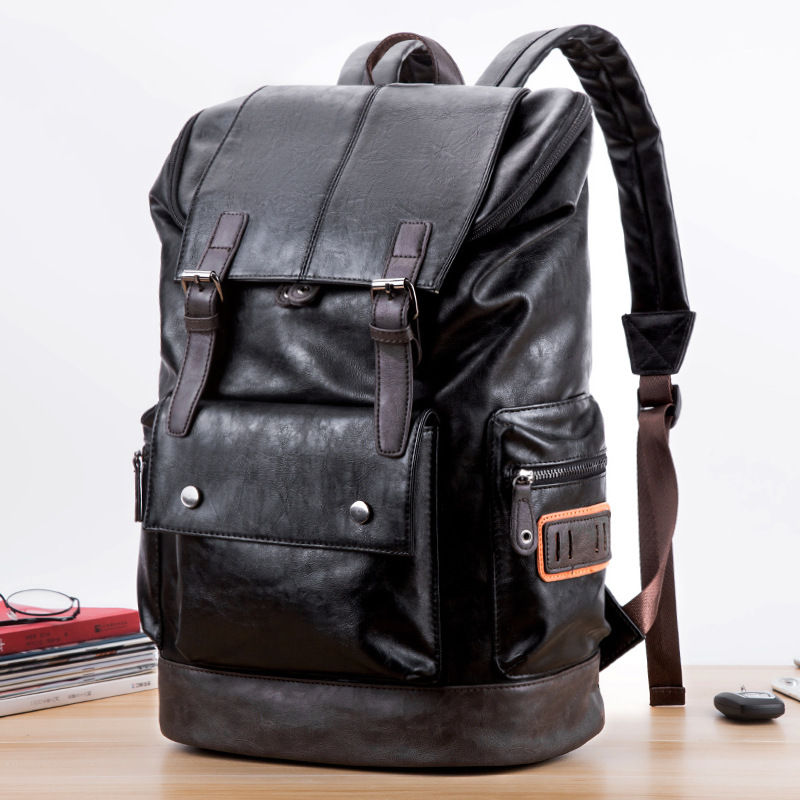 Korean men's casual schoolbag backpack men's backpack fashion Korean popular travel schoolbag PU soft leather large capacity, Black
Korean men's casual schoolbag backpack men's backpack fashion Korean popular travel schoolbag PU soft leather large capacity, Black