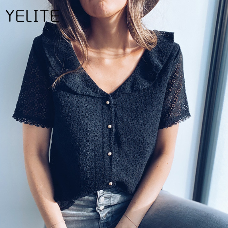 YELITE 2020 new female Red Loose Blouse Women Short Sleeve Tops Shirt Casual Lace Tops Shirt Fashion Women Ladies Clothing, Black
YELITE 2020 new female Red Loose Blouse Women Short Sleeve Tops Shirt Casual Lace Tops Shirt Fashion Women Ladies Clothing, Black