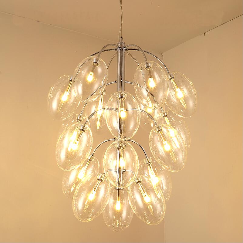 LED Chrome Grape Glass Pendant Lamps light 4/7/15/18 Dining Room Shop gold iron chandeliers