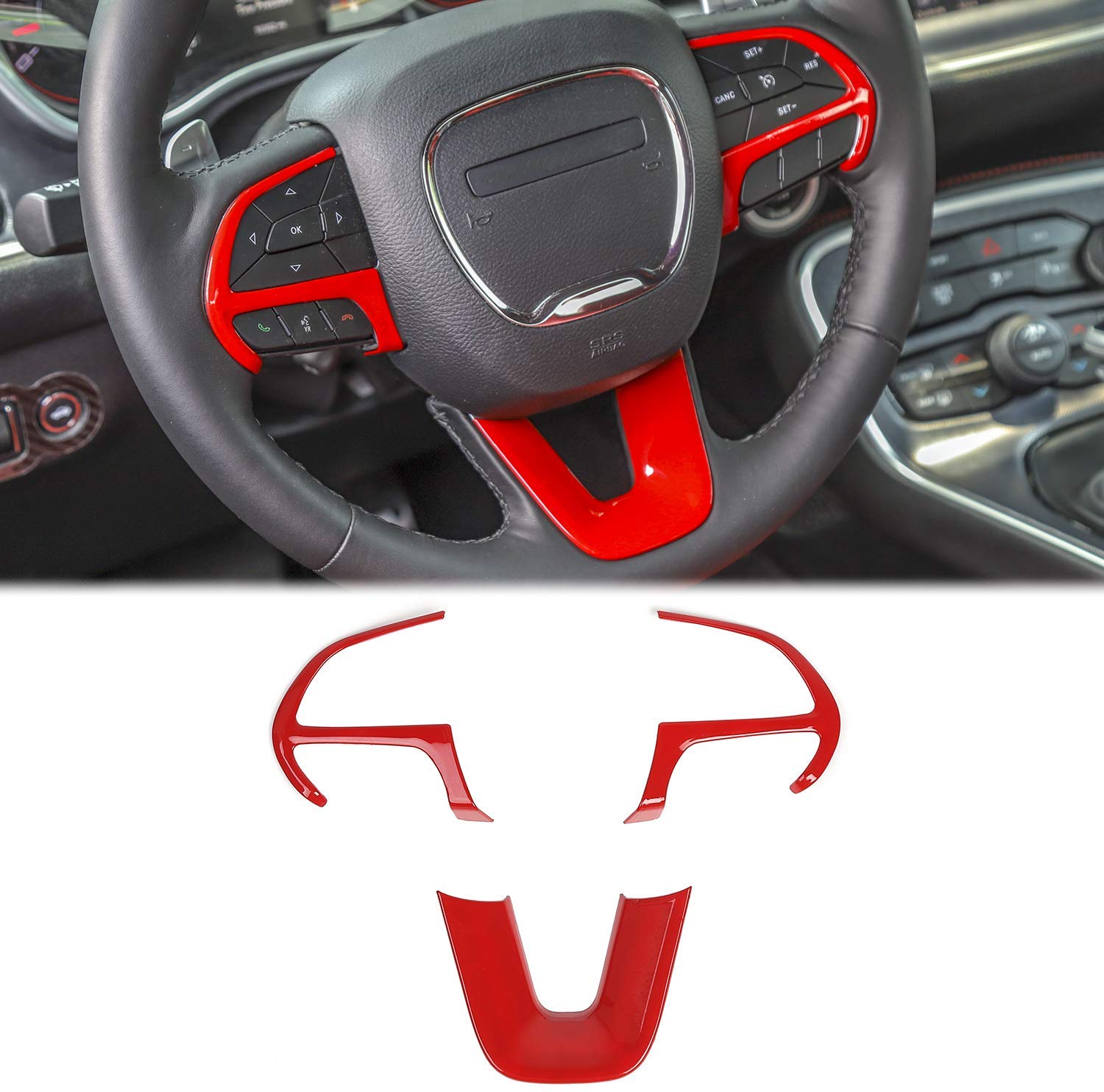 ABS Car Steering Wheel Cover Accessories Trim for Dodge Challenger 2015 UP Factory Outlet Car Interior Accessories